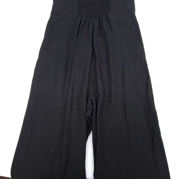 NEW VIX Paula Hermanny Linen Minimal Resort Wide Leg Strapless Jumpsuit Black - Picture 8 of 11